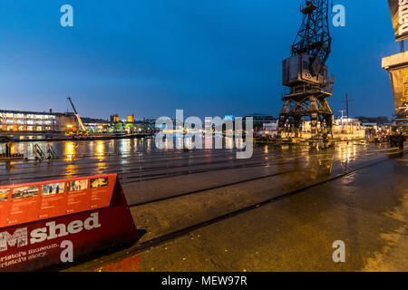 M Shed at Wapping Wharf at night. Bristol Project, Stock Photo