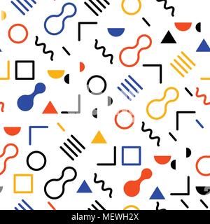 Fun geometric retro seamless background design. Vector illustration. Stock Vector