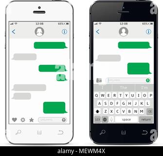 Mobile phones. Social network concept. Messenger window. Chating and messaging concept. Vector illustration. Stock Vector