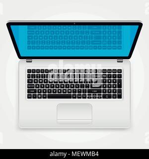 Open Modern Laptop. Top View. Vector Illustration Stock Vector