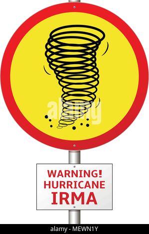 Hurricane Irma road sign concept. Vector illustration. Stock Vector