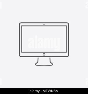 Desktop Computer Icon. Linear Vector Illustration Stock Vector
