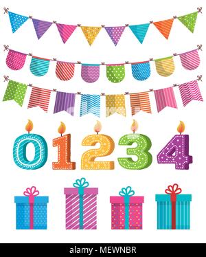 set party decorations icons Stock Vector