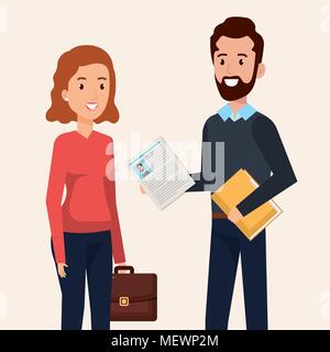 business couple avatars characters Stock Vector