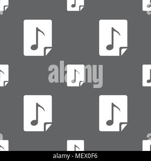 Audio, MP3 file icon sign. Seamless pattern on a gray background. Vector illustration Stock Vector