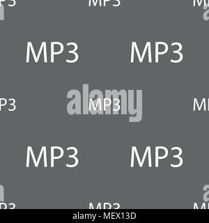 Mp3 music format sign icon. Musical symbol. Seamless pattern on a gray background. Vector illustration Stock Vector