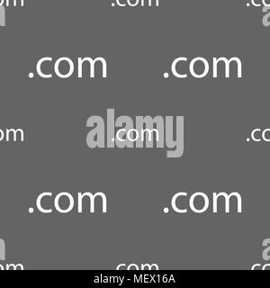 Domain COM sign icon. Top-level internet domain symbol. Seamless pattern on a gray background. Vector illustration Stock Vector