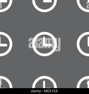 Clock sign icon. Mechanical clock symbol. Seamless pattern on a gray background. Vector illustration Stock Vector