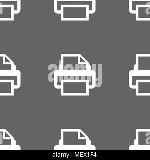 Print sign icon. Printing symbol. Seamless pattern on a gray background. Vector illustration Stock Vector