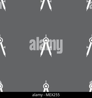 Mathematical Compass sign icon. Seamless pattern on a gray background. Vector illustration Stock Vector