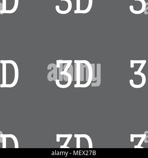 3D sign icon. 3D New technology symbol. Seamless pattern on a gray background. Vector illustration Stock Vector