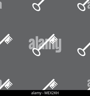 Key icon sign. Seamless pattern on a gray background. Vector illustration Stock Vector