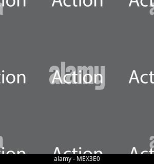 Action sign icon. Motivation button with arrow. Seamless pattern on a gray background. Vector illustration Stock Vector