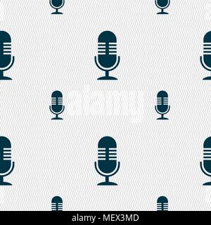 microphone icon sign. Seamless pattern with geometric texture. Vector illustration Stock Vector