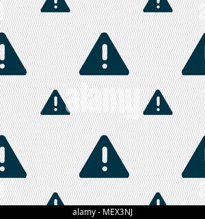 exclamation mark, Attention caution icon sign. Seamless pattern with geometric texture. Vector illustration Stock Vector