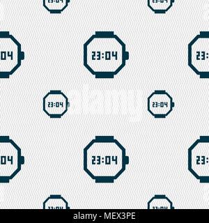 wristwatch icon sign. Seamless pattern with geometric texture. Vector illustration Stock Vector