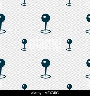 Map pointer icon sign. Seamless pattern with geometric texture. Vector illustration Stock Vector