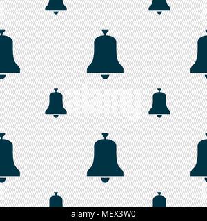 Alarm bell icon sign. Seamless pattern with geometric texture. Vector illustration Stock Vector