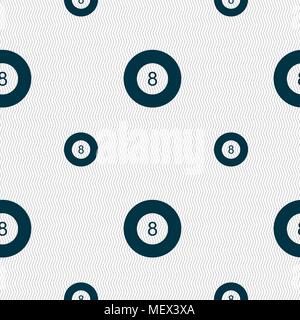 Eightball, Billiards  icon sign. Seamless pattern with geometric texture. Vector illustration Stock Vector