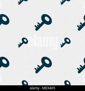 Key icon sign. Seamless pattern with geometric texture. Vector illustration Stock Vector