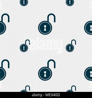 open lock icon sign. Seamless pattern with geometric texture. Vector illustration Stock Vector