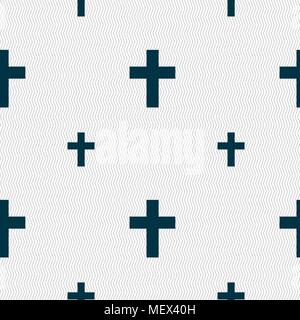 religious cross, Christian icon sign. Seamless pattern with geometric texture. Vector illustration Stock Vector
