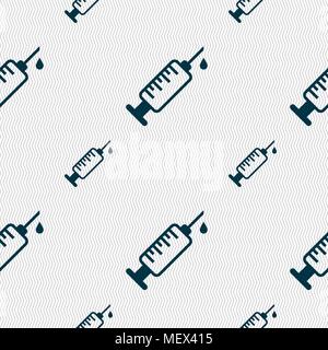 syringe icon sign. Seamless pattern with geometric texture. Vector illustration Stock Vector