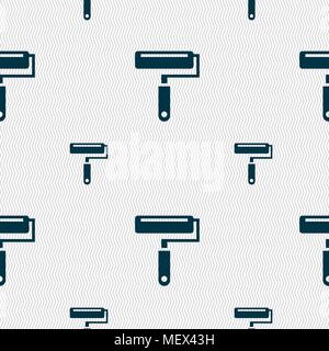 Paint roller icon sign. Seamless pattern with geometric texture. Vector illustration Stock Vector