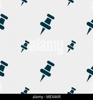 push pin icon sign. Seamless pattern with geometric texture. Vector illustration Stock Vector