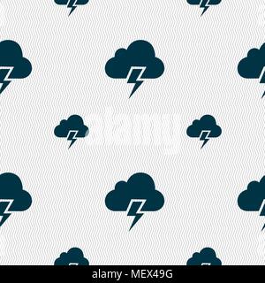 Heavy thunderstorm icon sign. Seamless pattern with geometric texture. Vector illustration Stock Vector
