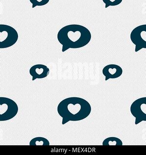 Heart icon sign. Seamless pattern with geometric texture. Vector illustration Stock Vector