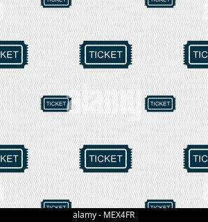 Ticket icon sign. Seamless pattern with geometric texture. Vector illustration Stock Vector
