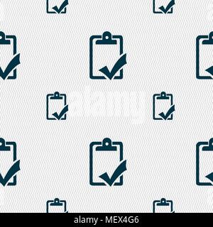 Document grammar control, Test, work complete icon sign. Seamless pattern with geometric texture. Vector illustration Stock Vector