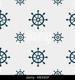 ship helm icon sign. Seamless pattern with geometric texture. Vector illustration Stock Vector