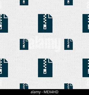 computer zip folder, archive icon sign. Seamless pattern with geometric texture. Vector illustration Stock Vector