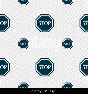 Stop icon sign. Seamless pattern with geometric texture. Vector illustration Stock Vector