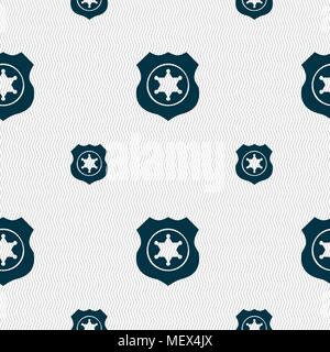 Sheriff, star icon sign. Seamless pattern with geometric texture. Vector illustration Stock Vector