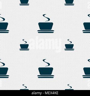 coffee, tea icon sign. Seamless pattern with geometric texture. Vector illustration Stock Vector