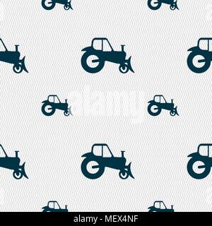 Tractor icon sign. Seamless pattern with geometric texture. Vector illustration Stock Vector