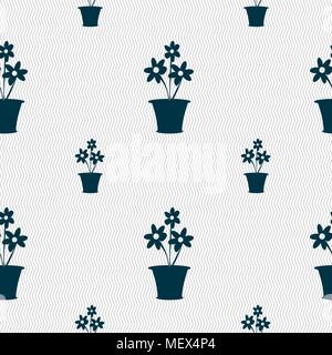 vase of flowers icon sign. Seamless pattern with geometric texture. Vector illustration Stock Vector