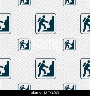 rock climbing sign. Seamless pattern with geometric texture. Vector illustration Stock Vector
