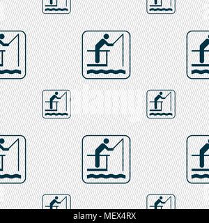 fishing sign. Seamless pattern with geometric texture. Vector illustration Stock Vector