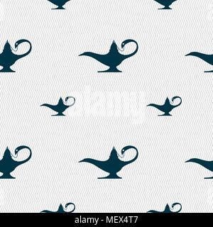 Alladin lamp genie sign. Seamless pattern with geometric texture. Vector illustration Stock Vector
