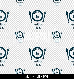 healthy food concept sign. Seamless pattern with geometric texture. Vector illustration Stock Vector