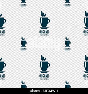 Organic natural tea sign. Seamless pattern with geometric texture. Vector illustration Stock Vector