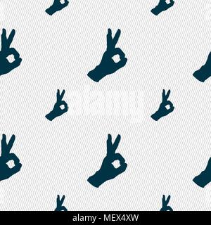 Gesture ok sign. Seamless pattern with geometric texture. Vector illustration Stock Vector