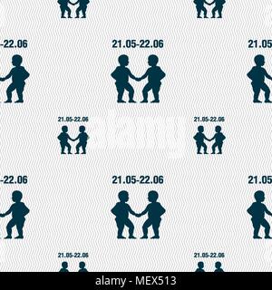 Gemini sign. Seamless pattern with geometric texture. Vector illustration Stock Vector