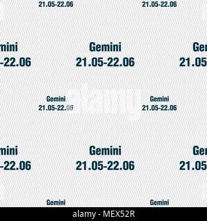 Gemini sign. Seamless pattern with geometric texture. Vector illustration Stock Vector