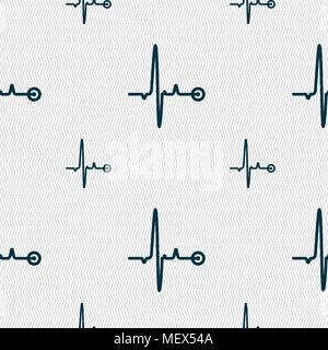 Heartbeat sign. Seamless pattern with geometric texture. Vector illustration Stock Vector