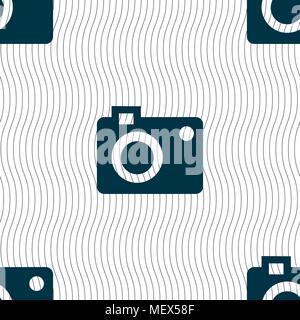 camera  icon sign. Seamless pattern with geometric texture. Vector illustration Stock Vector